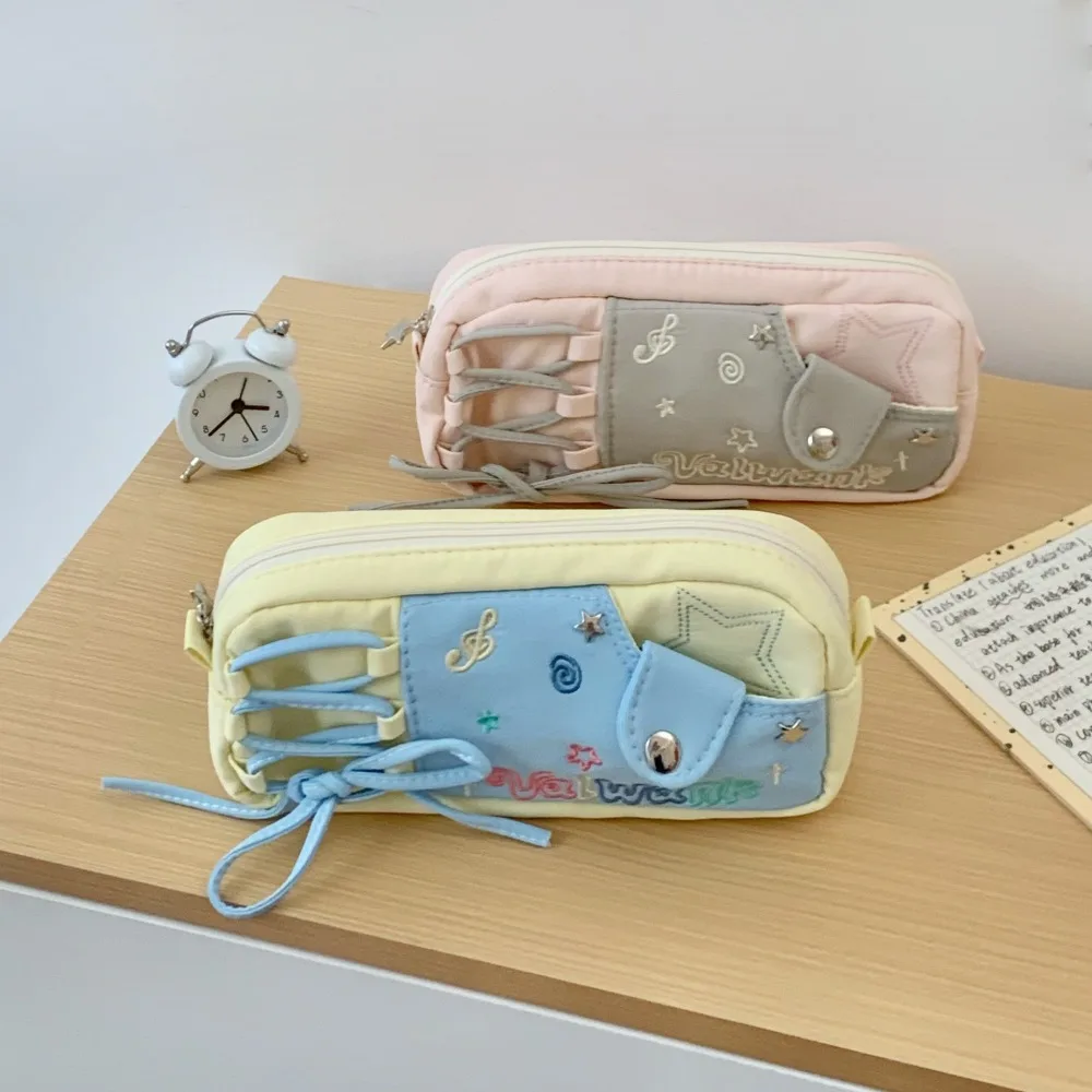 Pencil Case Korean Stationery Bag Desktop Storage Large Capacity Large Ins Pen Bag Cosmetics/Card/Pens Canvas Cloth