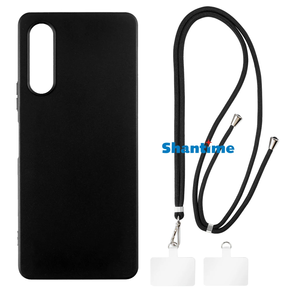 Suitable for Sony Xperia 10 V IIII Case + Ajustable Neck/Crossbody Lanyards and Spacers, Silicone TPU Cover with Soft