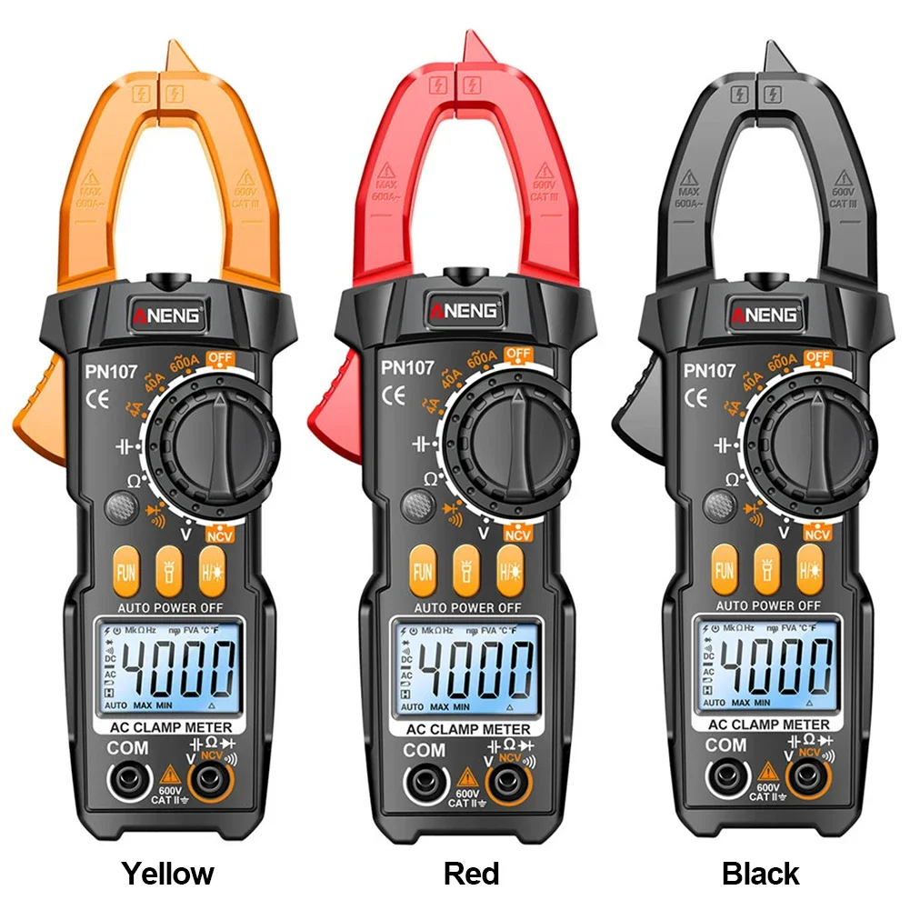 Digital Clamp Meter Intelligent Multimeter 4000 Counts Voltage Resistance Meter LCD Screen Data Hold Flashlight Electrical Tools