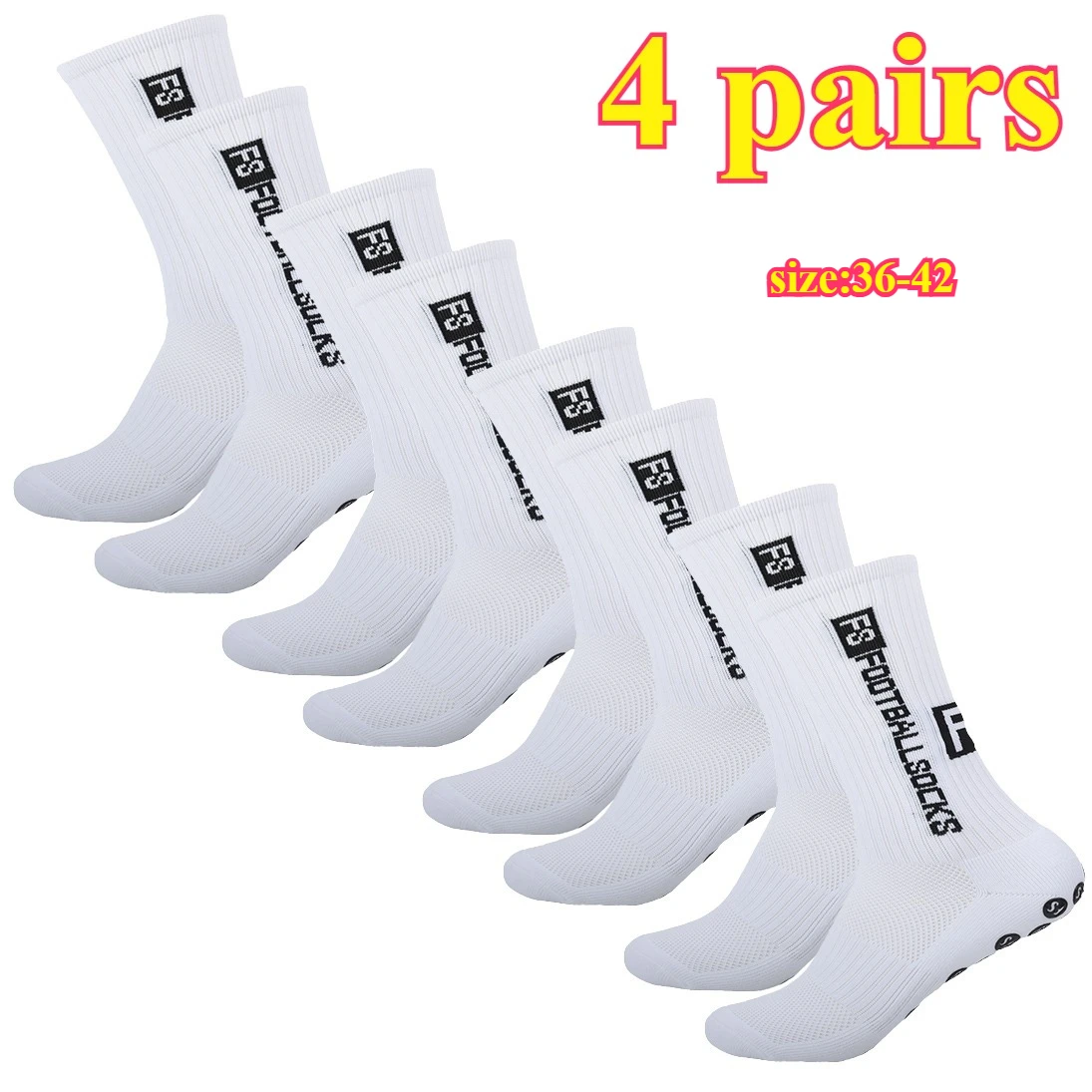 

4 пары еврофутбольных носков 36-42, баскетбольных носков, спортивных носков, противоскользящих спортивных носков, резиновых противоскользящих носков в горошек.