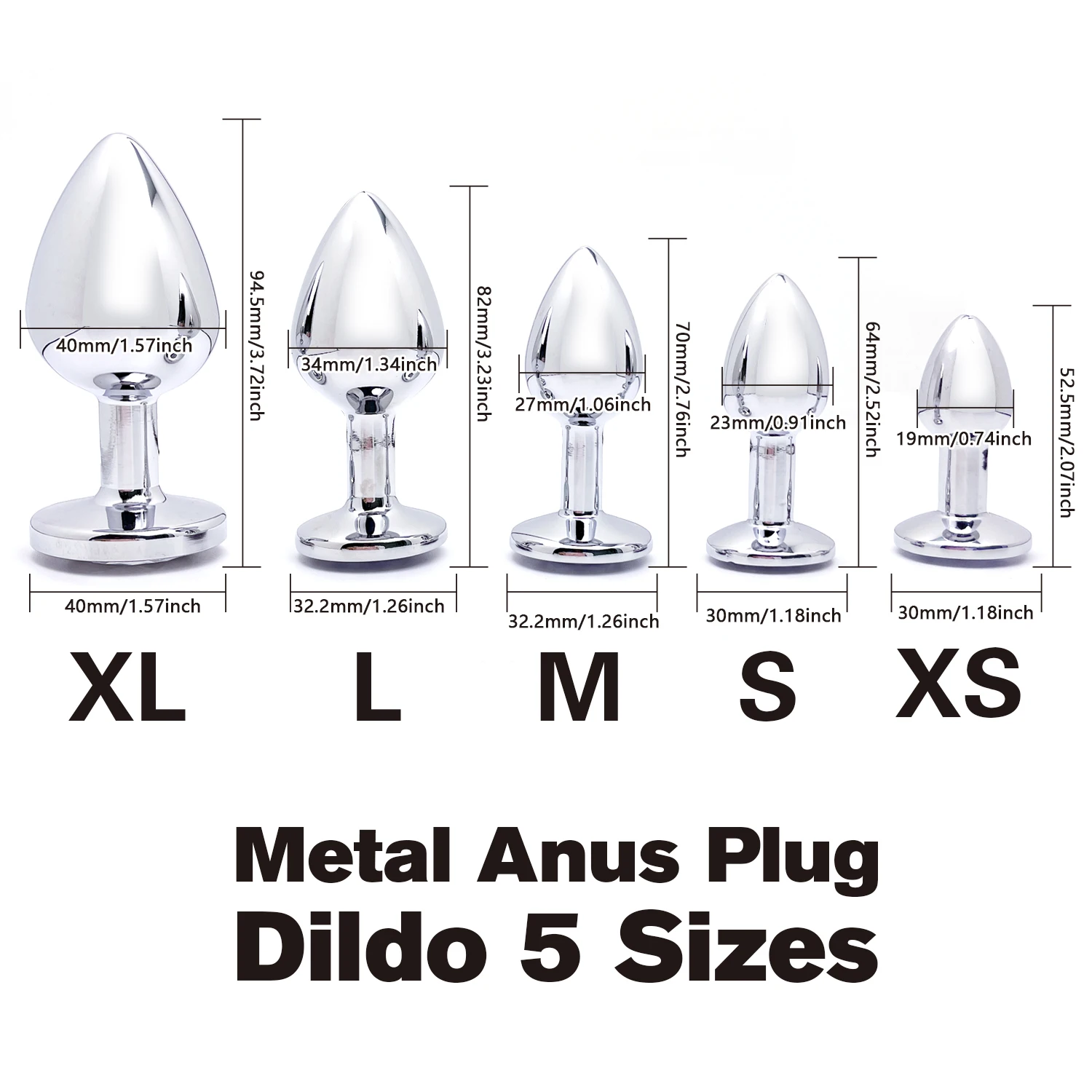 5 Size Butt Plug Metal Anal Plug Jewelry Base Beginner to Expert G-Point Massage Dildos Adult Women Toys Adult Men Toys - view 2