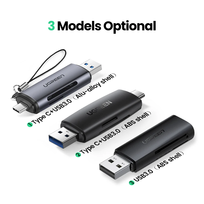 UGREEN Kartenleser USB 3.0 & Typ C zu SD Micro SD TF Kartenleser für PC Laptop Zubehör Smart speicher Kartenleser SD Kartenleser