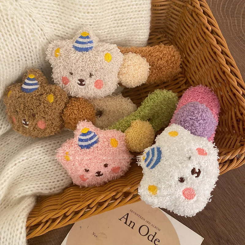 Plush Bear Hair Clip for Women Fashion Large Duckbill Clip Sweet Cute Girl Side Clip Hairpin