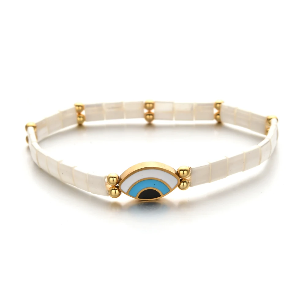 ZMZY Best Brands Stainless Steel Charm Evil Eye Bracelet Fashion Trends TILA Beads Jewelry Greek Enamel Gift