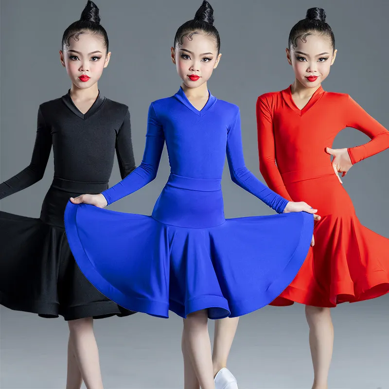 

Children's girls' Latin dance costume new style girls' dance practice outfit set professional competition training outfit