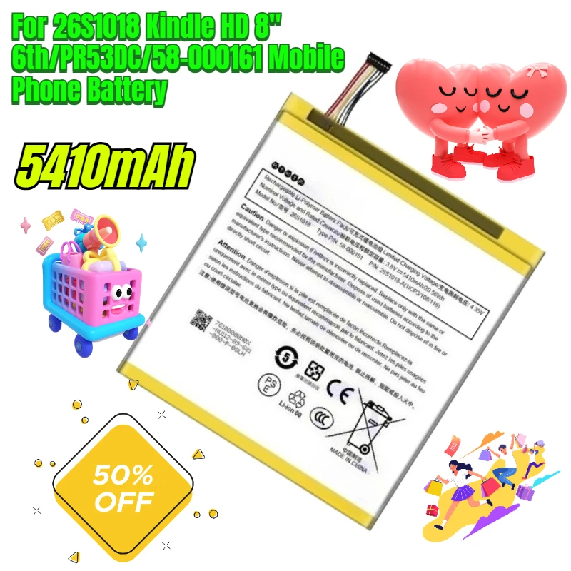 

5410mAh for 26S1018 Kindle HD 8" 6th/PR53DC/58-000161 Mobile Phone Battery