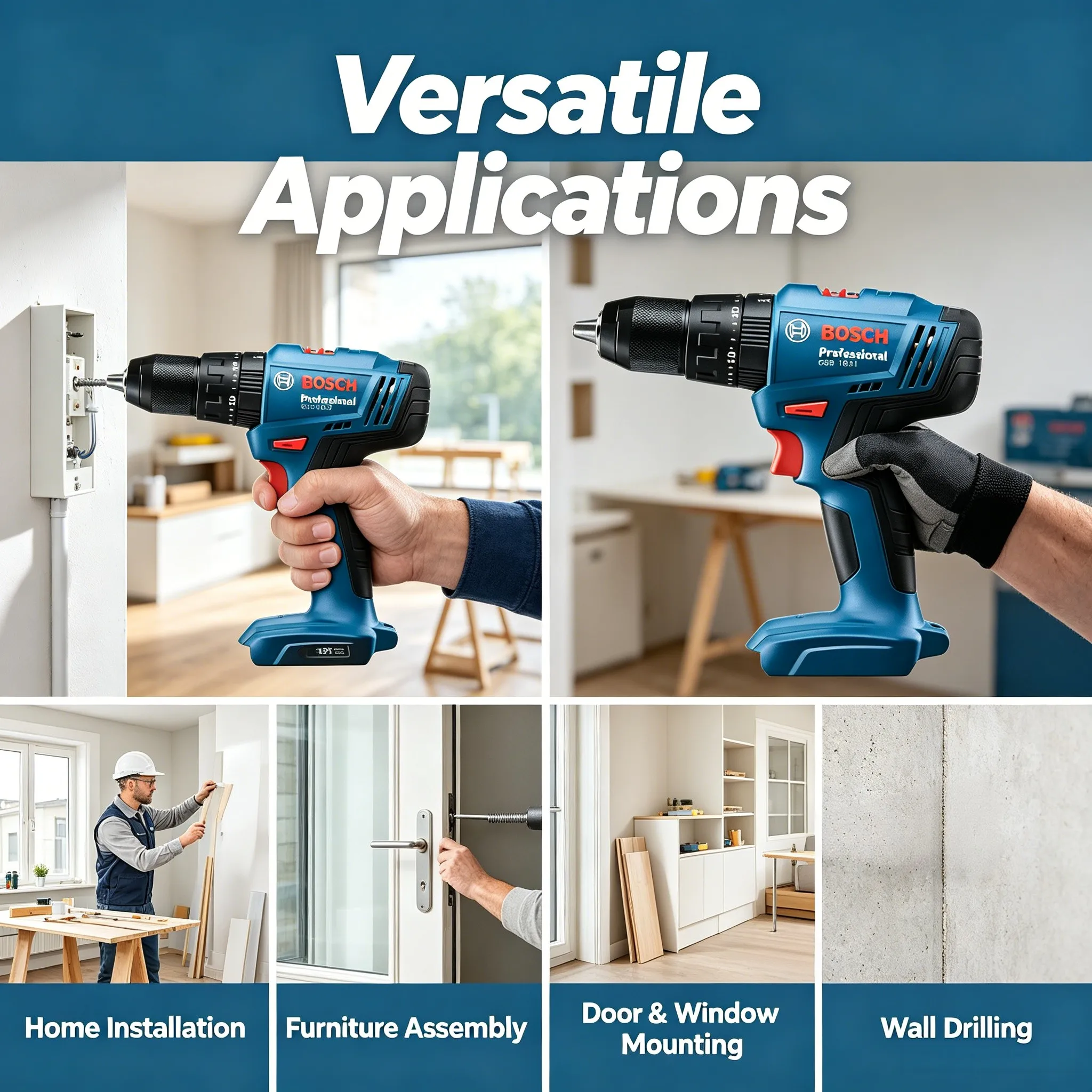 BOSCH GSB 183-Li Wireless Drill Built-in Bright LED Light Compact Body Narrow Space Repair Power Tool