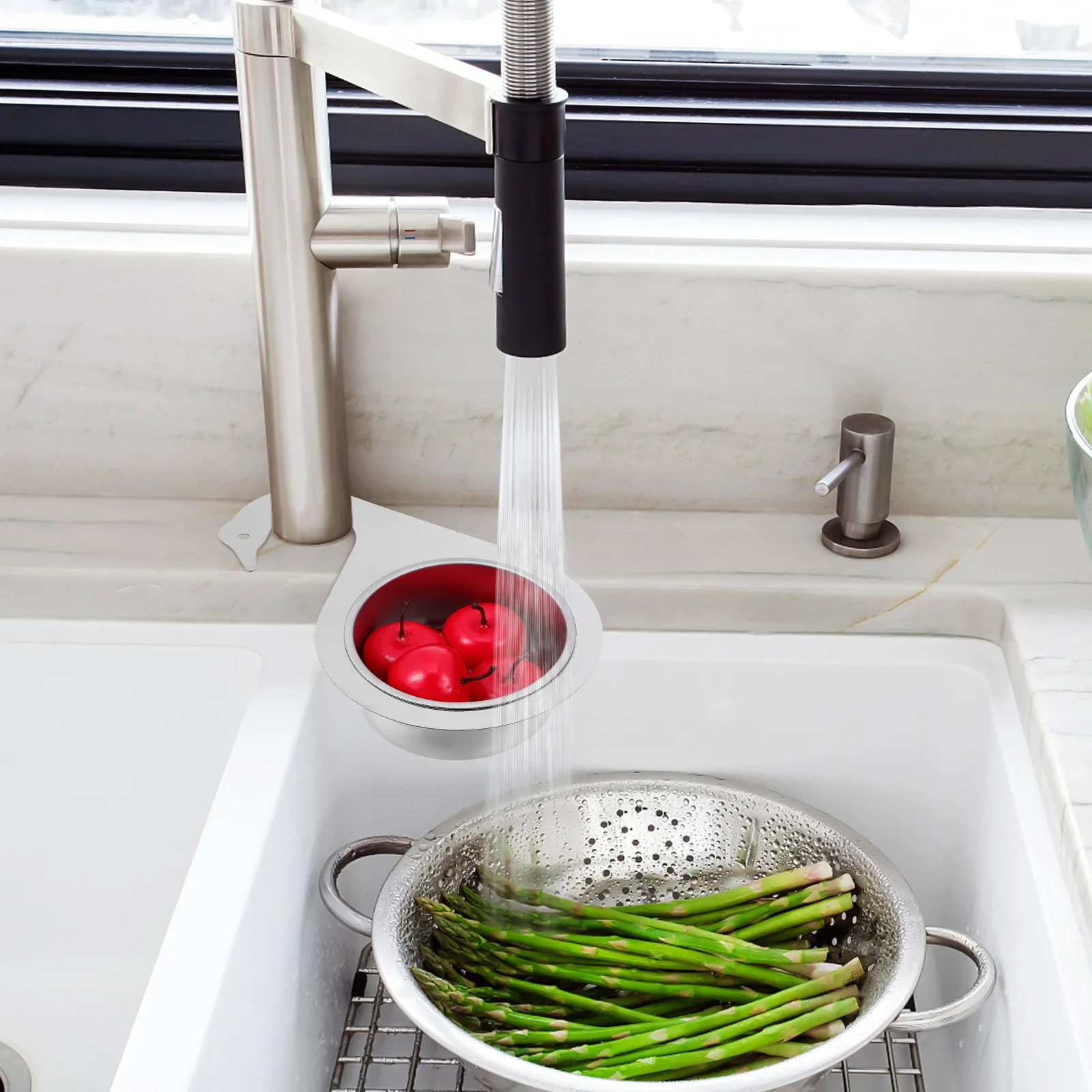 

2 шт., угловой фильтр для раковины, сетчатая корзина из нержавеющей стали, кухонный сливной фильтр, ловушка для волос, ситечко для раковины, корзина для мусора