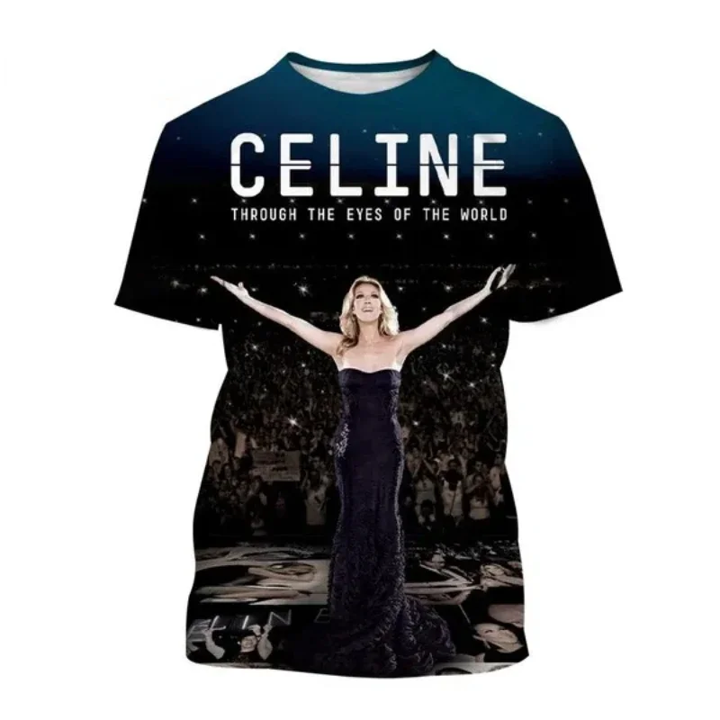 Summer New Men Clothing Fashion Pop Sexy Female Singer Celine Dion 3D Print T-shirt Hip Hop Harajuku Street Unisex Tops Tees