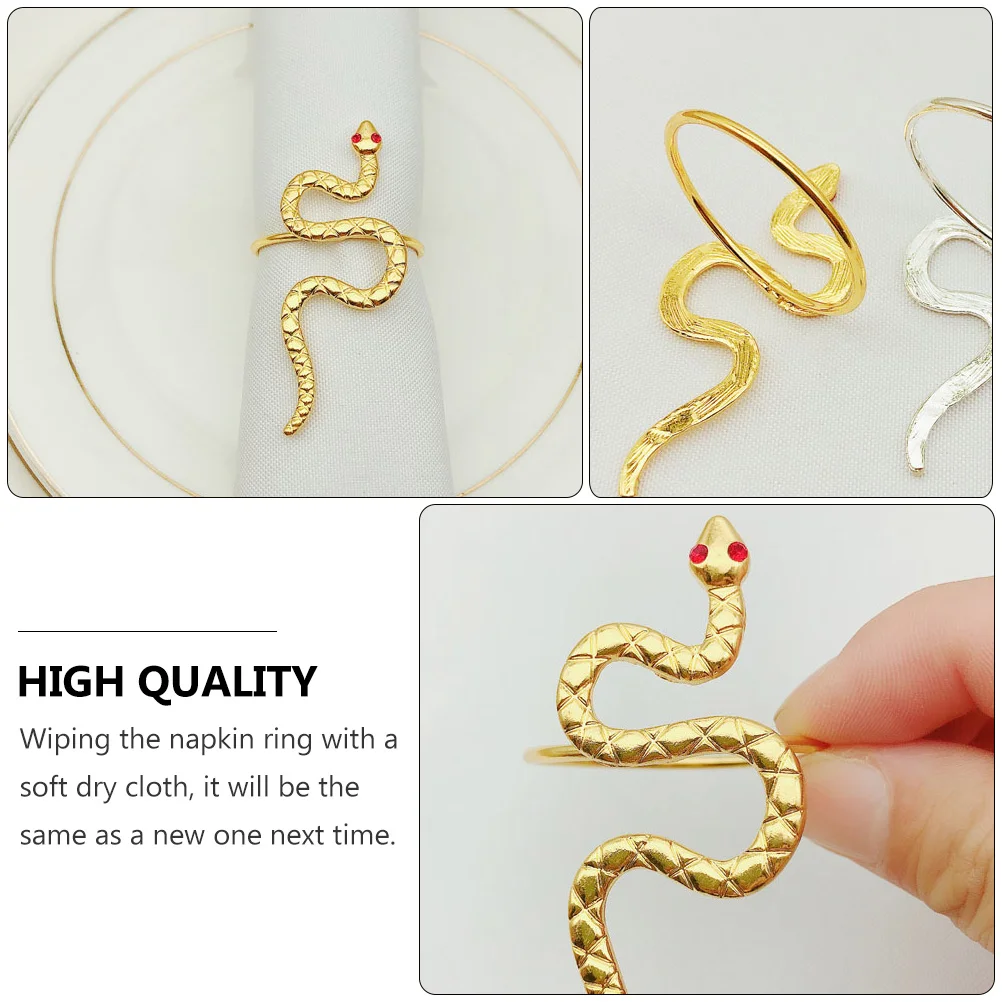 

2 pcs Snake Shaped Napkin Rings Alloy Metal Gold Elegant Decorative For Hotel Home Dinner Banquet Unique Creative