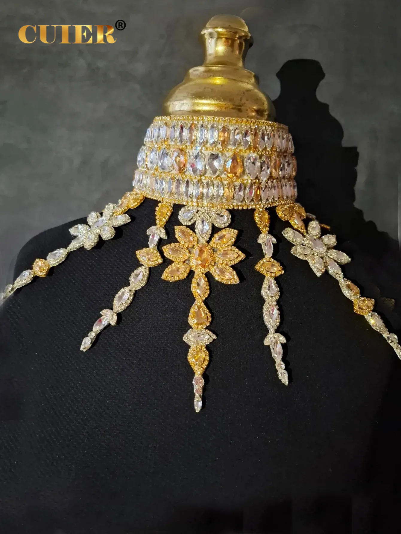 

CUIER Luxury women flower necklace choker for bridal jewelry festival party exaggerated necklaces