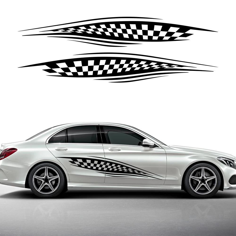 

2PCS DIY Racing Sport Grid Totem Car Body Side Stickers for Audi BMW Jeep Renault Dacia Kia Vehicle Auto Tuning Accessories