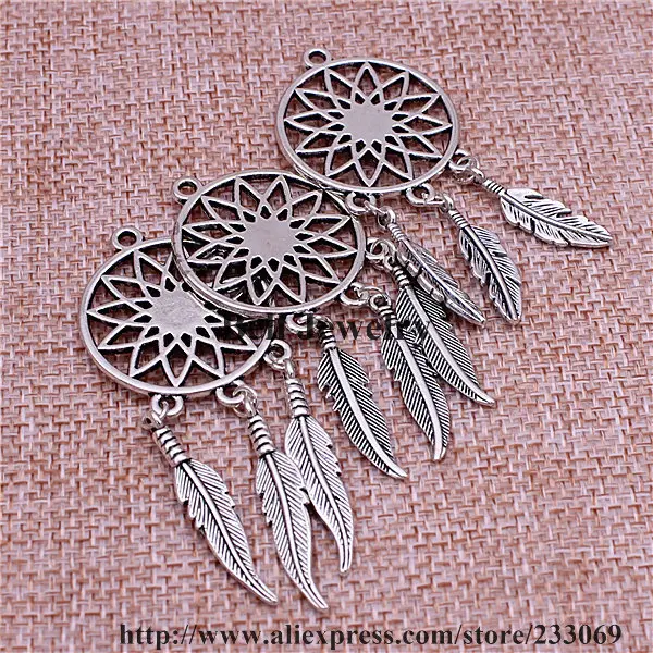 10 teile/los Vintage Baum Feather Dream Catcher Charme für Schmuck Machen Diy Metall Dream Catcher Charme
