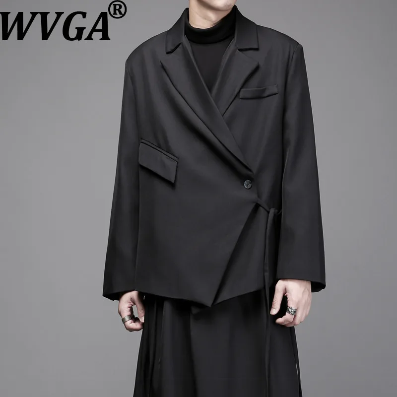 

WVGA весна осень новый мужской прилив темный стиль асимметричный модный нишевый дизайн пиджаки повседневный пиджак с длинными рукавами Ins Y2K W14168