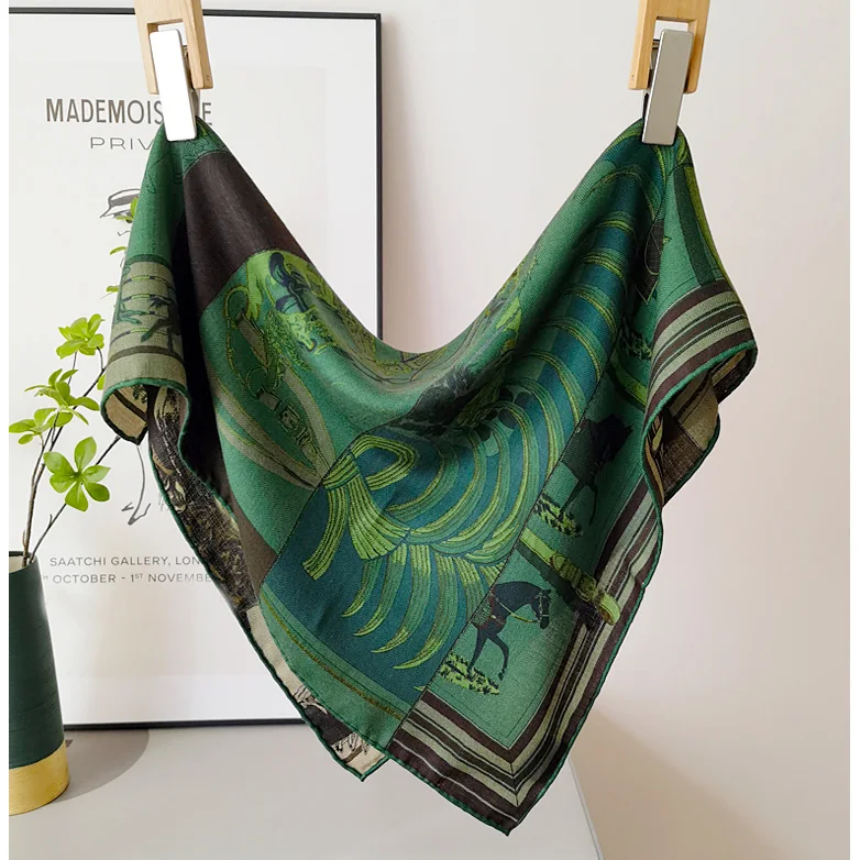 

Double-faced Print Luxury Designer Wool Silk Blend Scarf Herms Rolled Edges Shawls Scarves Bandana Hair neck Accessories 65cm