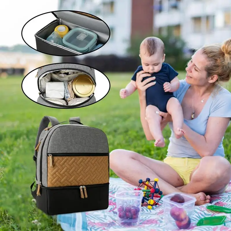 Mochila de pañales para mamá, bolsas de cambio de bebé de maternidad aisladas, bolsa de viaje multifunción para bebé, portador grande para toallitas