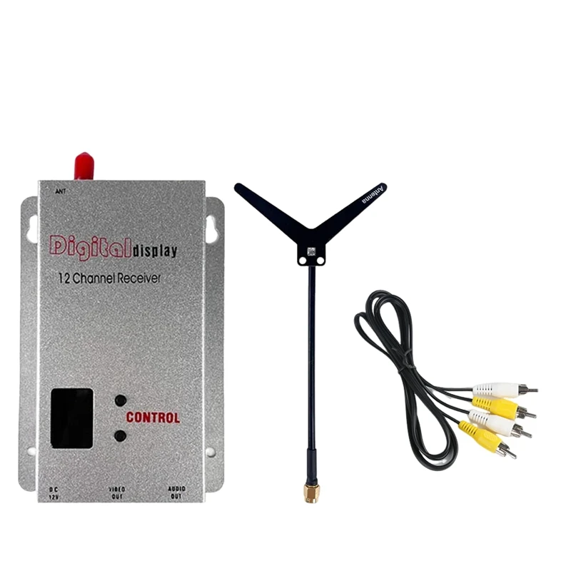 1.2G 1.5W FPV VRX Receiver+Y Type Antenna 12CH 1500Mw Audio Video Receiver For Long Range FPV Drone RC Model