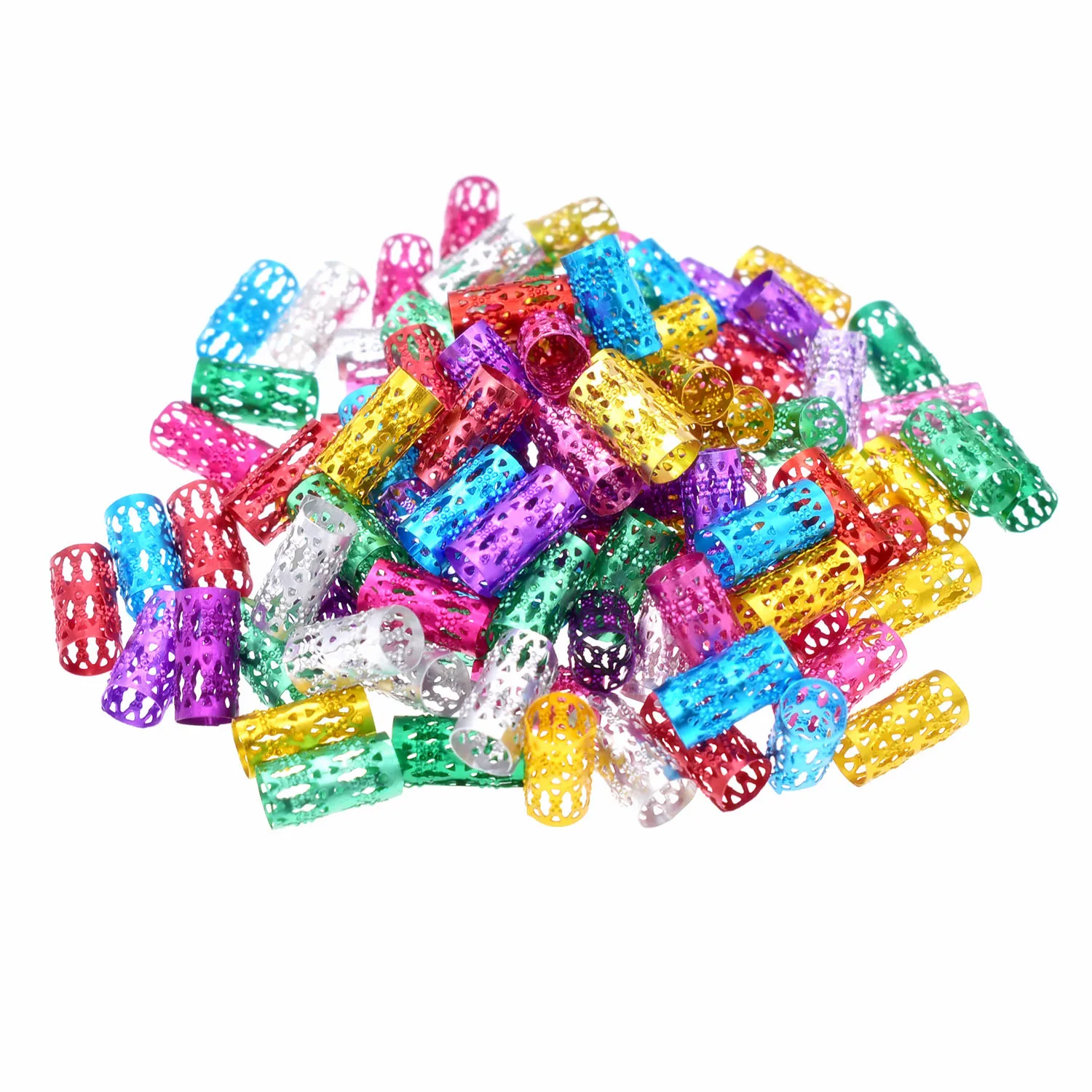 

1000pcs/bag 15mm Mix Color Beads Hair Dreadlock Beads Adjustable Hair Braid Rings Cuff Clips Tube Hair Styling Accessories