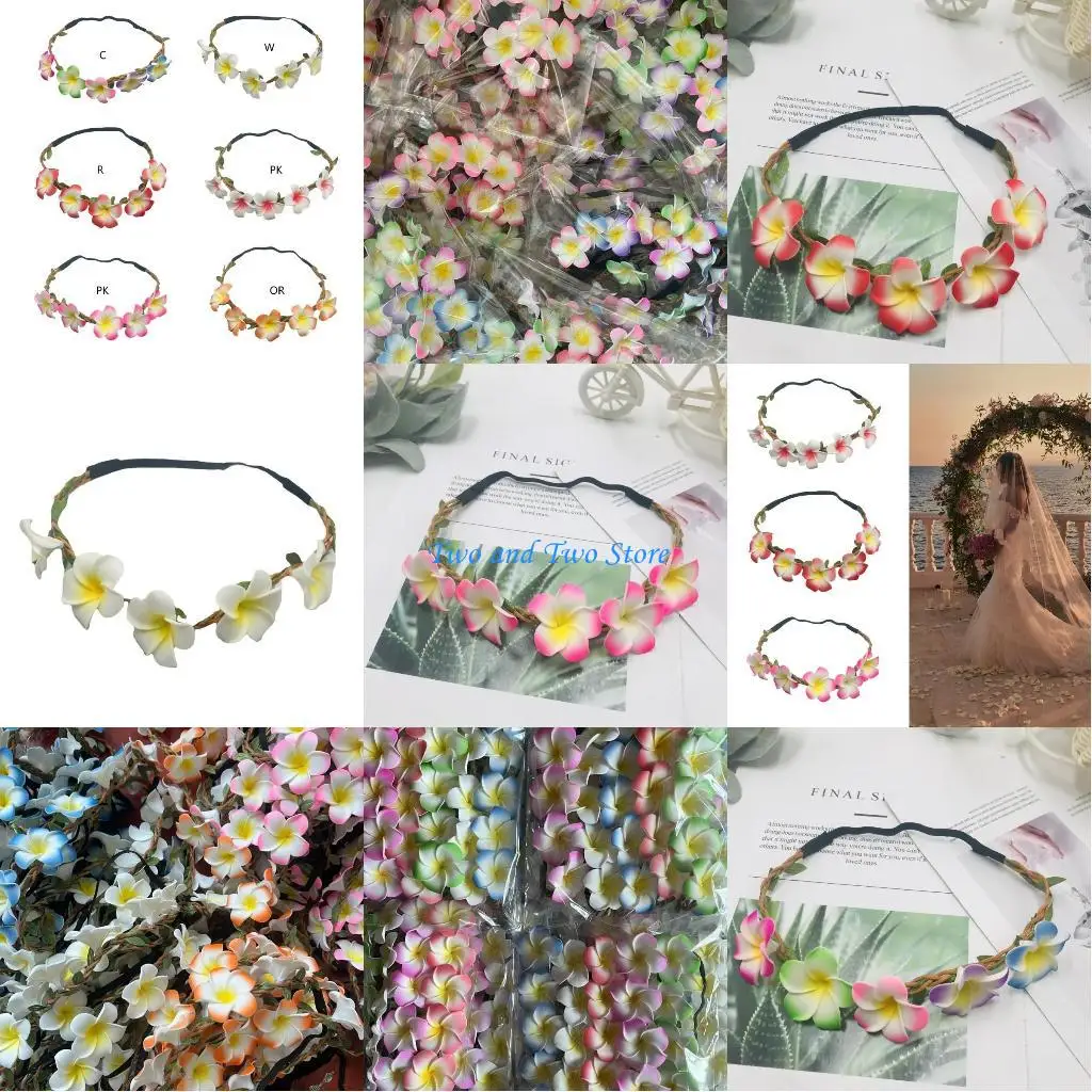 

HX6F Plumeria Flower Headband Eye-catching Hairband Bride Headband Korean-style