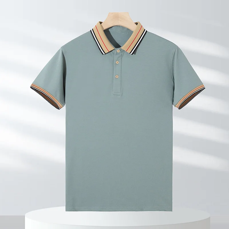 2023 New Cotton Mens T-shirt Short-sleeve Man Business T shirt Short Sleeve Men POLO collar t shirts For Male Cotton T-shirts