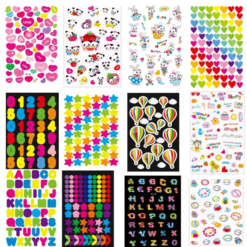 10pcs/Set Children Decoration Stickers Alphabet Letter Heart Number Planner Memo Decor Scrapbooking Laptop Stationery Sticker