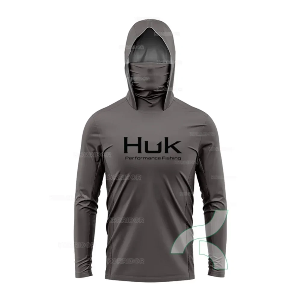 HUK Fishing Clothing Hoodie Shirt Men UPF 50+ Quick Dry Fishing Apparel Camisa De Pesca Long Sleeve Face Cover Angling Wear