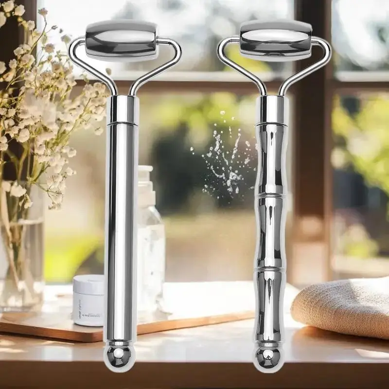 Rouleau de Massage Gua Sha pour le visage et le cou, en acier inoxydable, raffermissement de la peau, Lifting du visage, soins de beauté, 1 pièce