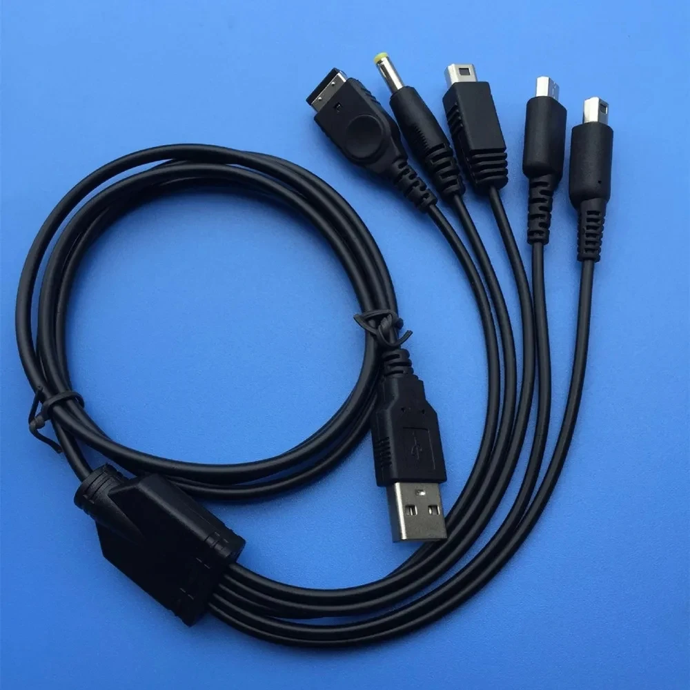 200pcs 5in1 Universal USB Charge Cable for PSP2000/PSP3000/NDSL/NDSI/3DS/SP/GBA/WiiU Game Console