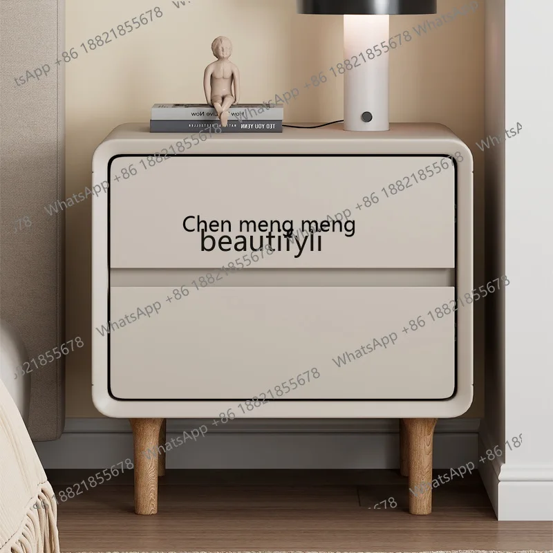 X Simple solid wood paint bedside table Bedroom household small, minimalist light luxury bedside storage locker