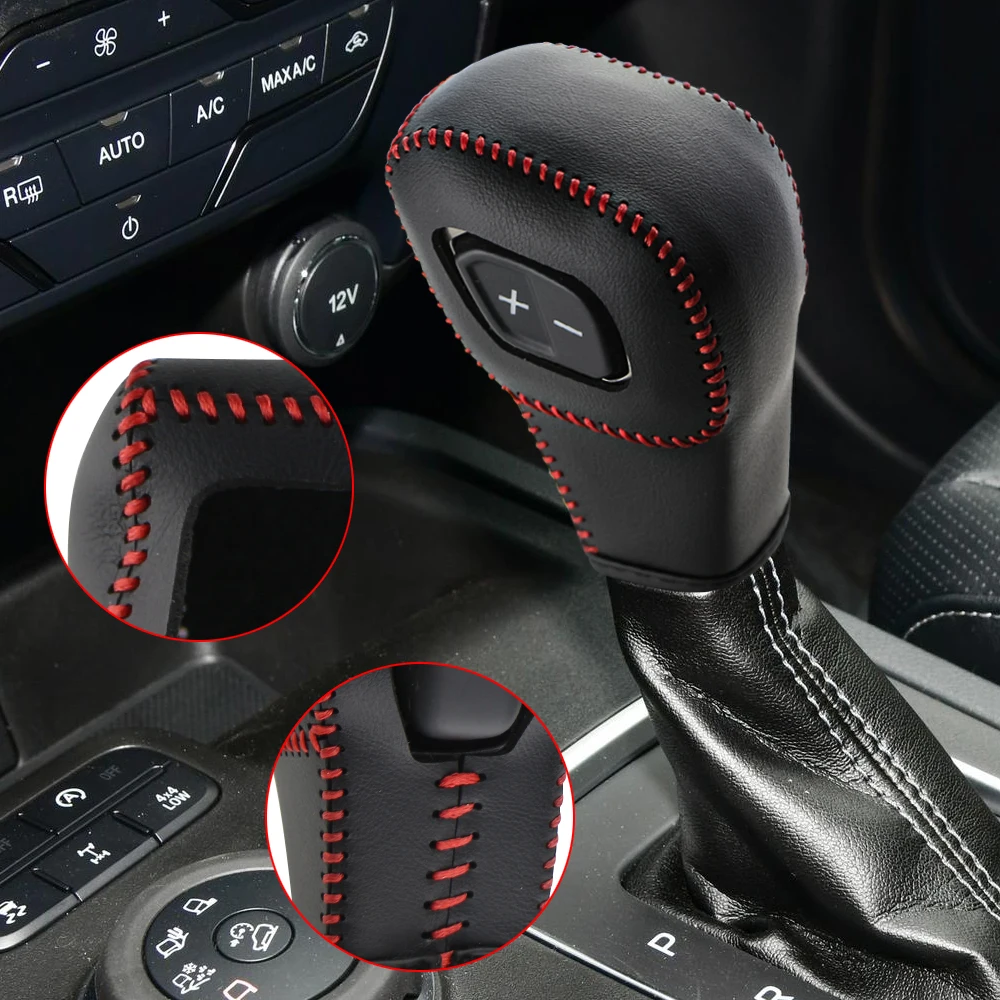 Leather Car Gear Shift Knob Cover for Ford Everest Ranger 2020- 2022 LHD Gear Collars Accessories