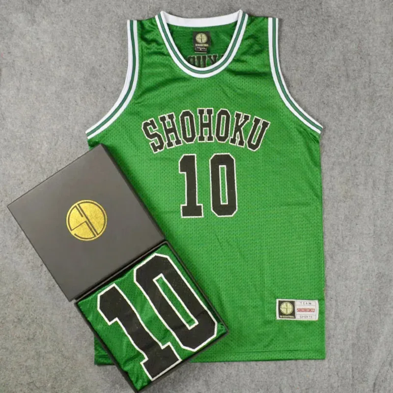 Anime Cosplay Costume Shohoku 10 Sakura AGI green basketball jersey tops shirt sport wear school basketball team uniform