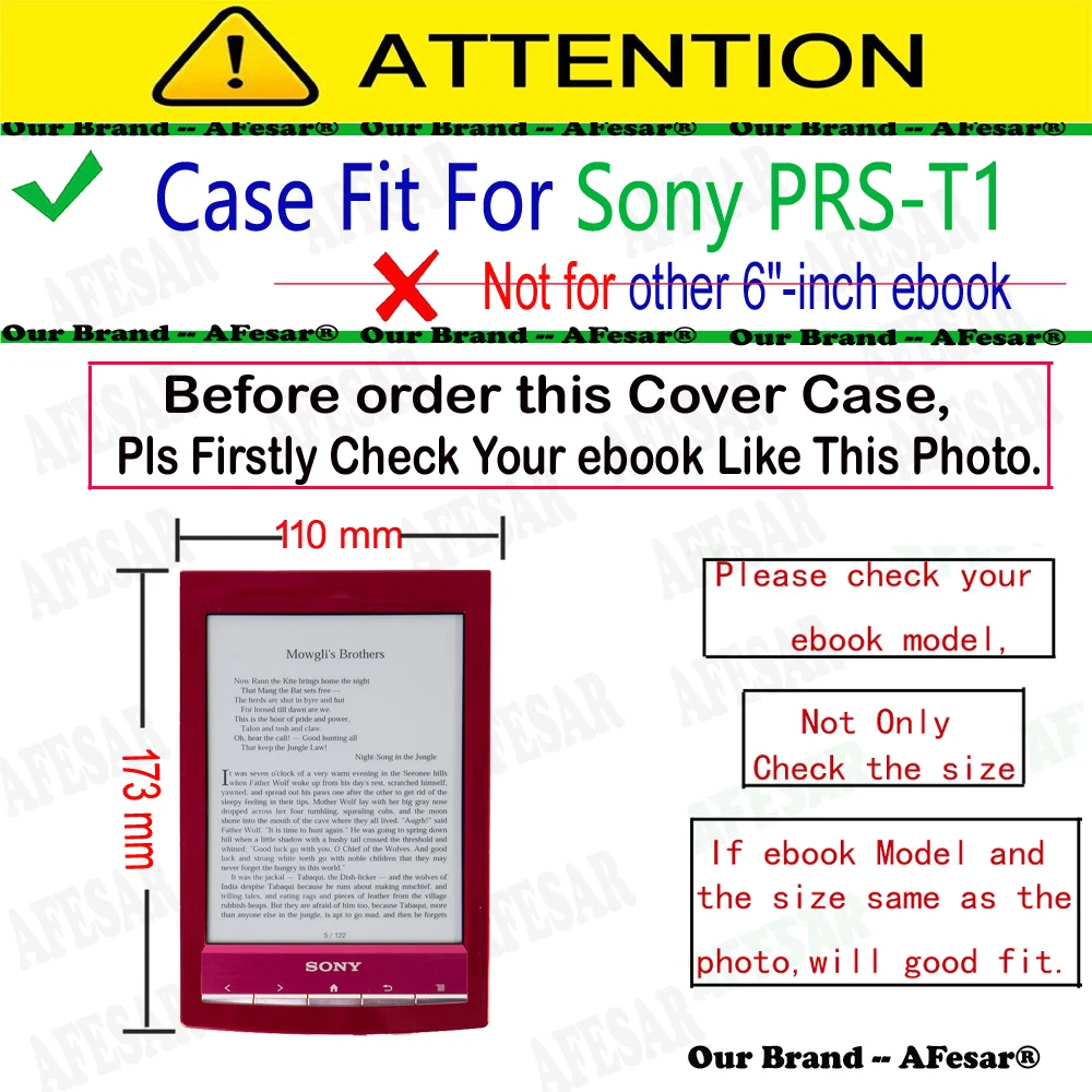 Folio Leather Case for Sony PRS-T1 Digital Book Reader Protective Cover with Magnetic Closure Pocket for Sony Prs T1 Funda Pouch