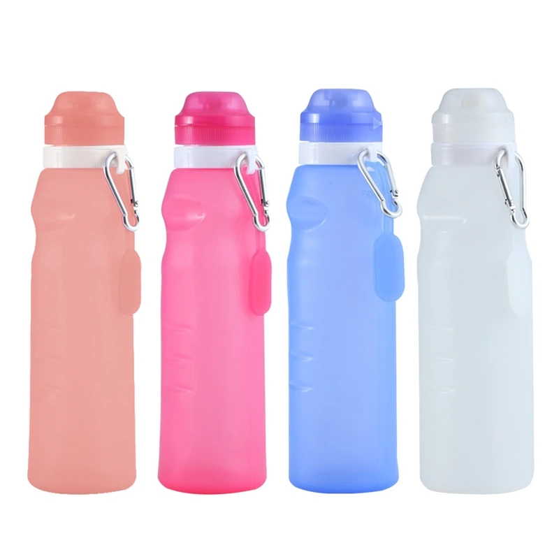 77HC BPA Foldable Water Bottle for Travel Hiking, Silicone Portable Leakproof