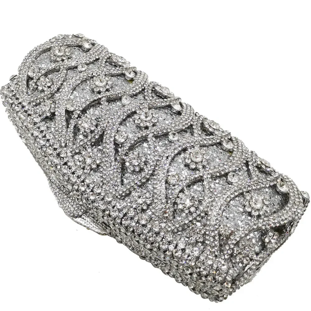 Boutique De FGG (in stock) Crystal Women Clutches Evening Bags Wedding Party Cocktail Metal Minaudiere Diamond Handbag and Purse