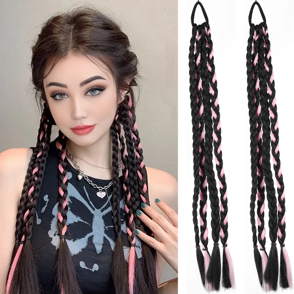 Synthetic18inch/20inch Boxing Braid Long Hair Ponytail Braid Sweet Cool Dirty Braid Long Braid Color Fried Dough Twists Braid