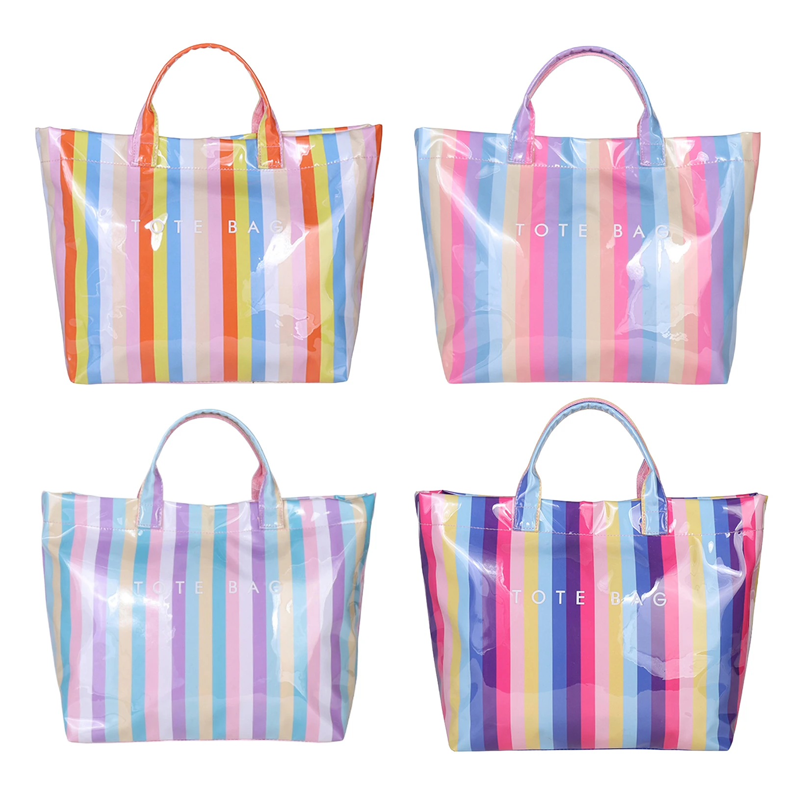 

PVC Striped Carrying Bag Large Capacity Top-Handle Bag Vintage Hobo Handbag Comfortable for Women Work Daily Use Shopping Dating