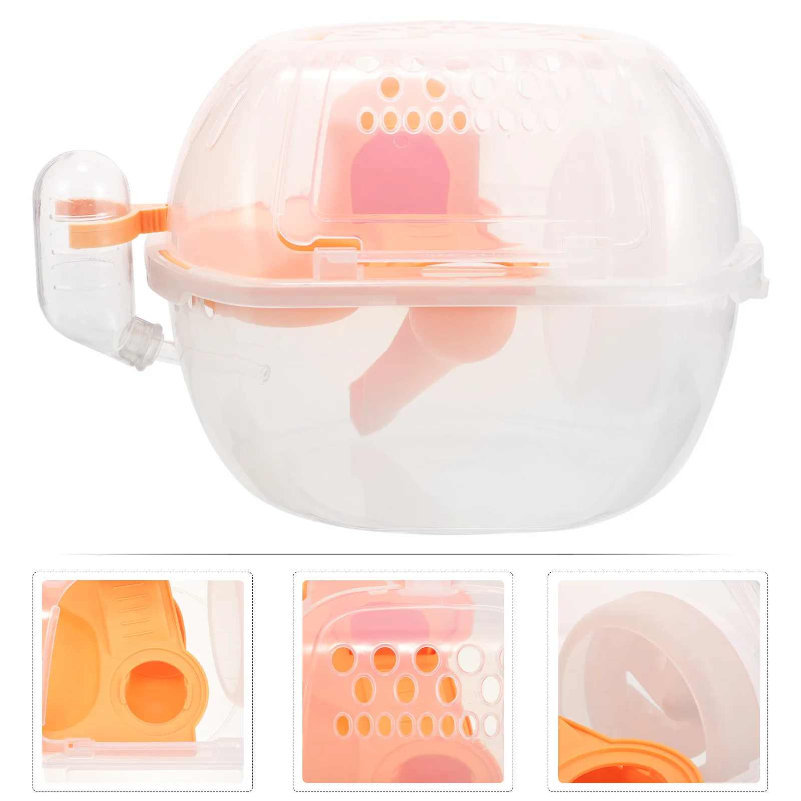 

Портативная легкая компактная клетка для хомяков (1 шт.) с прозрачной крышкой, вентиляционными отверстиями и съемной поилкой для мелких животных