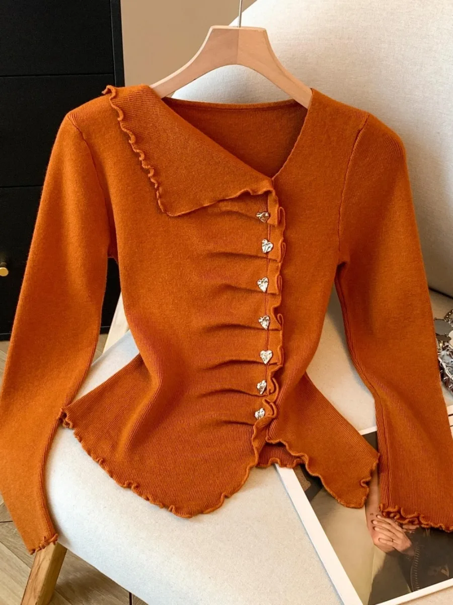 Prendas de punto asimétricas largas ajustadas para mujer, prenda de capa Base coreana para ir al trabajo, longitud Regular, modelo ort