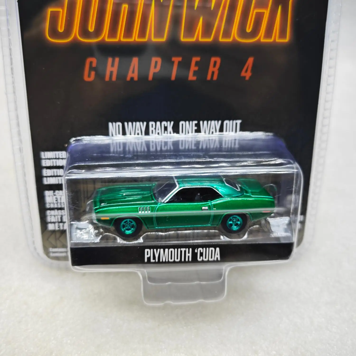 Green Light 1:64 John Wick: Chapter 4-1971 Plymouth Cuda Green Machine Green Wheel Car Model Collection Gift For Toys - view 3