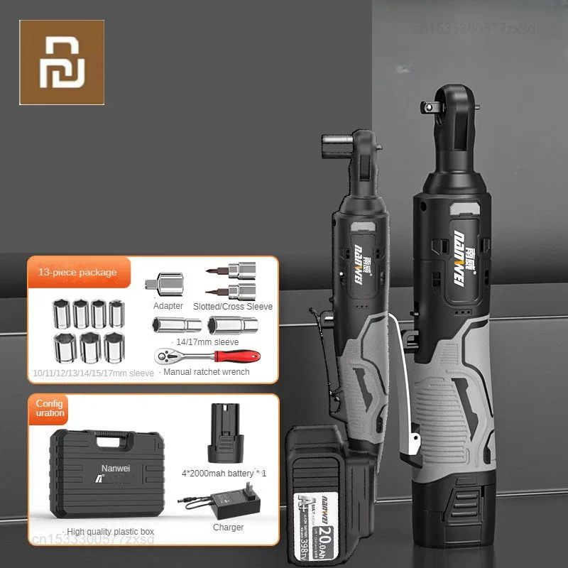 Youpin Nanwei Elétrica Ratchet Wrench Chave de Ângulo Direito Ferramentas de Impacto Recarregáveis sem Fio