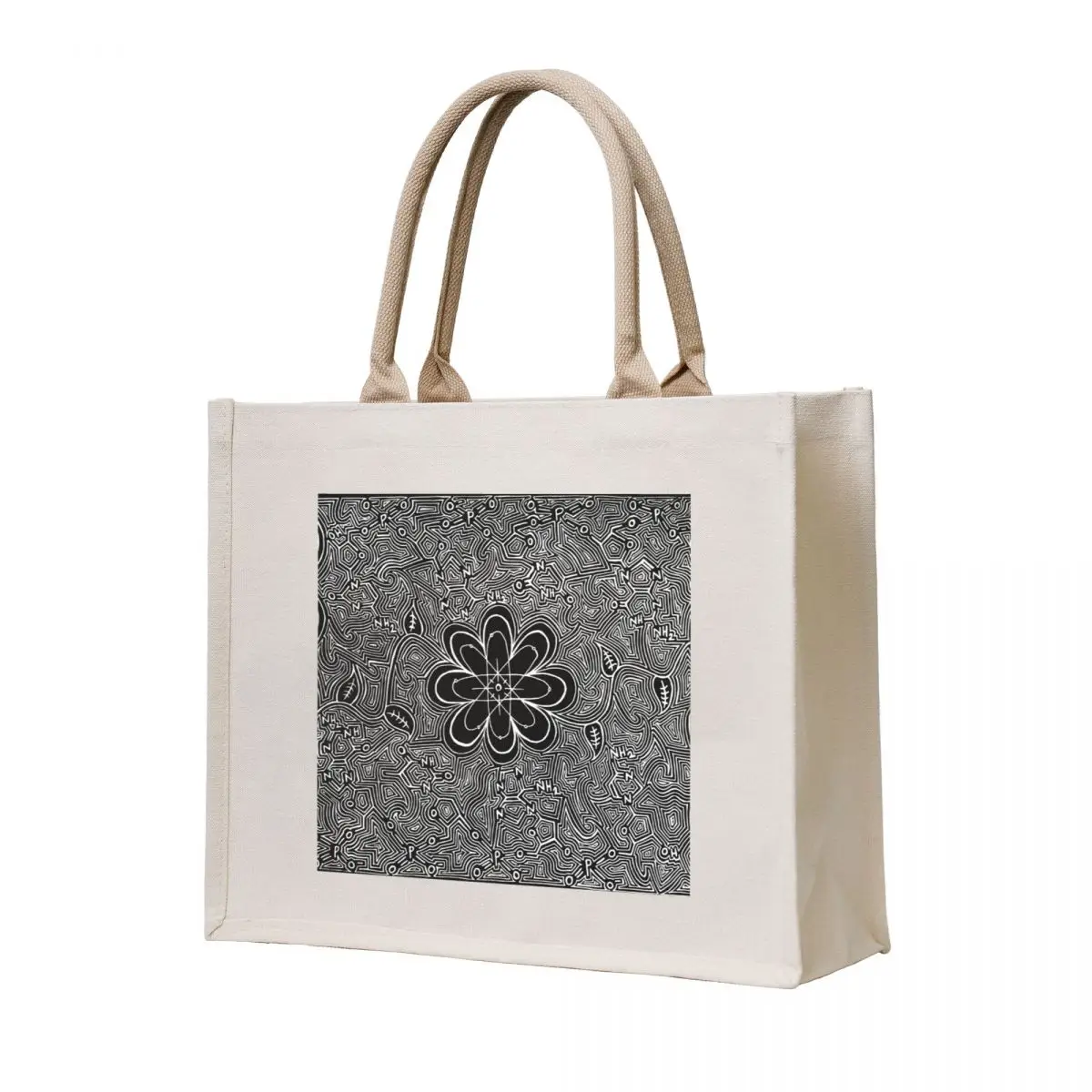 Atom Flower (black) Tote Bag Big bag custom tote bag Shopper
