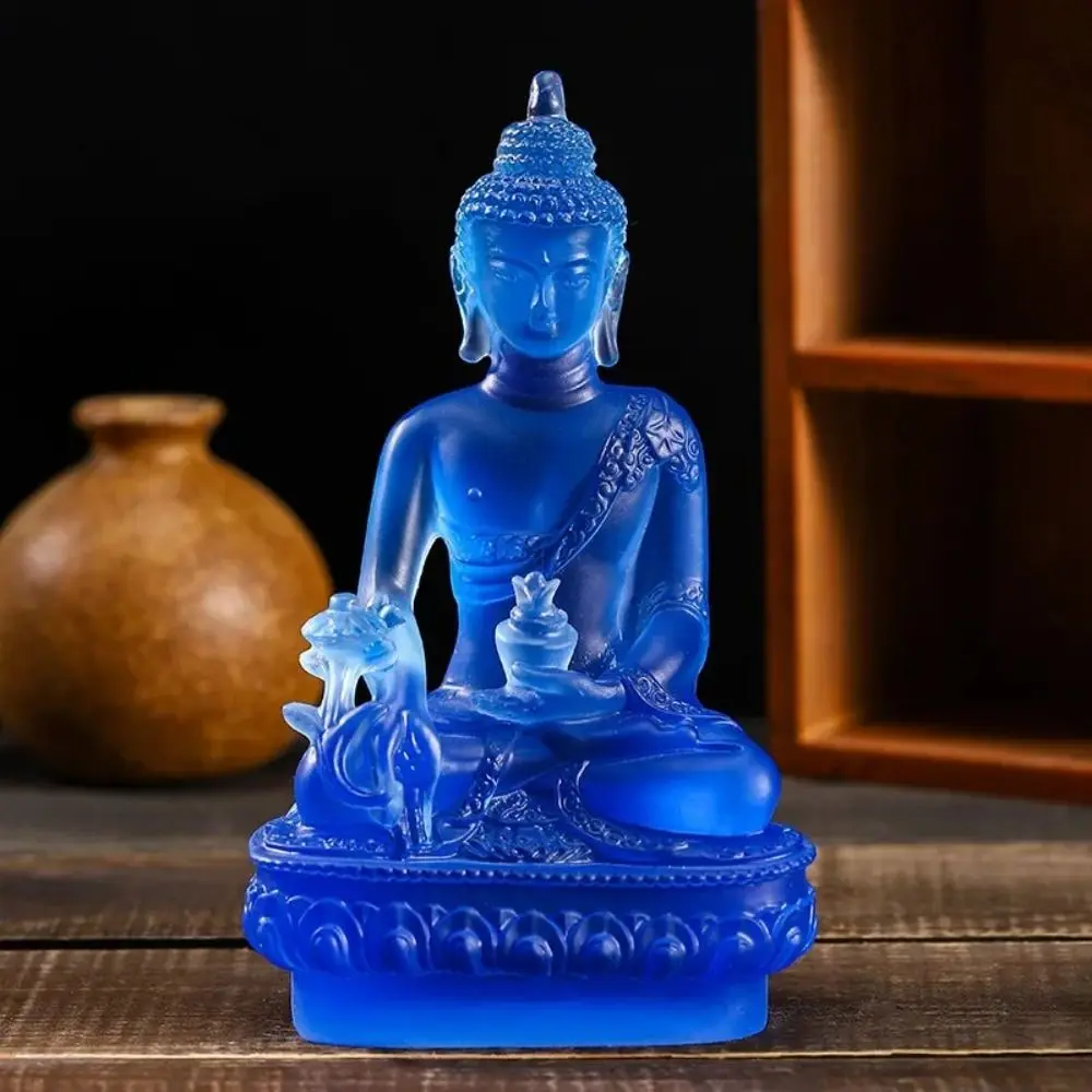 1 PCS Multi-colored Medicine Buddha Statue Creative Resin Buddha Crafts Simple Retro Pharmacist Buddhist Sculpture