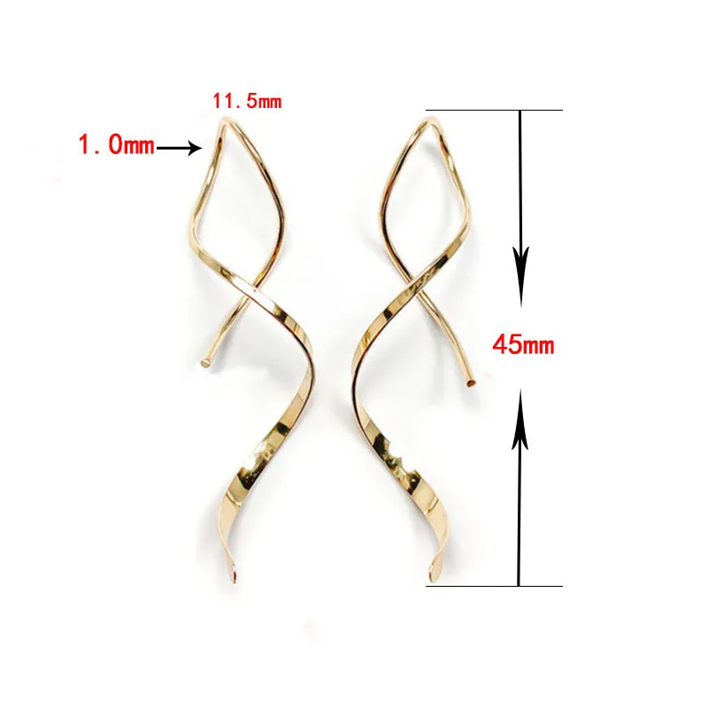 Fashion Unique Stainless Steel Twisted Long Hanging Drop Earrings for Women Men Irregular Gold Color Ear Piercing Jewelry