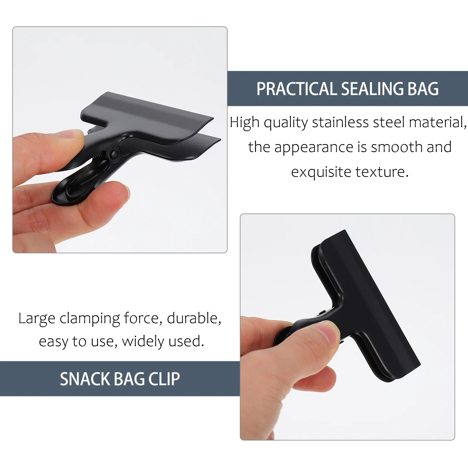 Selladores de bolsas de aperitivos, Clips de alimentos de acero inoxidable, prácticos Clips para bolsas de almacenamiento en el hogar, accesorios multiusos para mantenimiento fresco, 4 Uds.