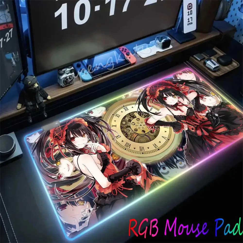 

Computer Mouse Pad Gamer Tokisaki Kurumis Desk Accessories Mousepad Rgb Keyboard Pc Cabinet Mat Mats Gaming Xxl Anime Carpet