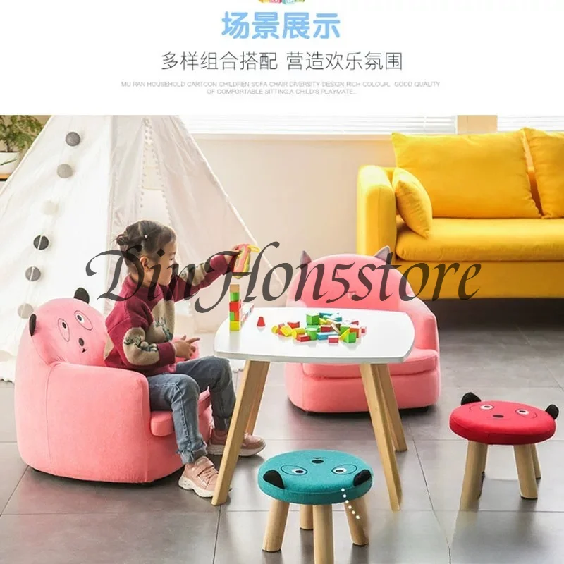 Lazy Sofa Animal Cartoon  Sofa Detachable Kid Bean Bag Washable Reading Chair  Furniture Wooden Frame W