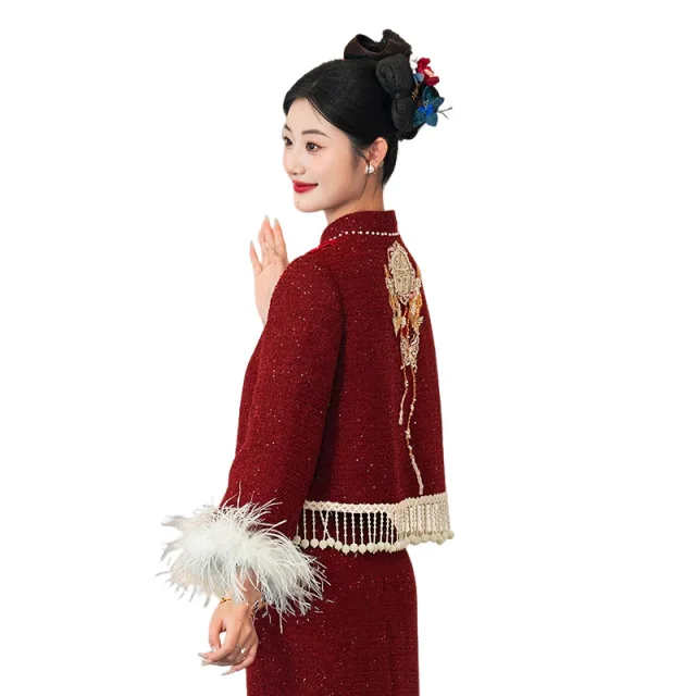 Yourqipao New Chinese Traditional Suit 2025 New Engagement Evening Dress Small Cheongsam WeddingToast Clothing