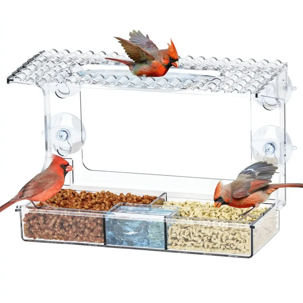 Clear Outdoor Bird Feeder Window Mounted House Strong Suction Cups For Backyard Bird Watching And Feeding Supplies