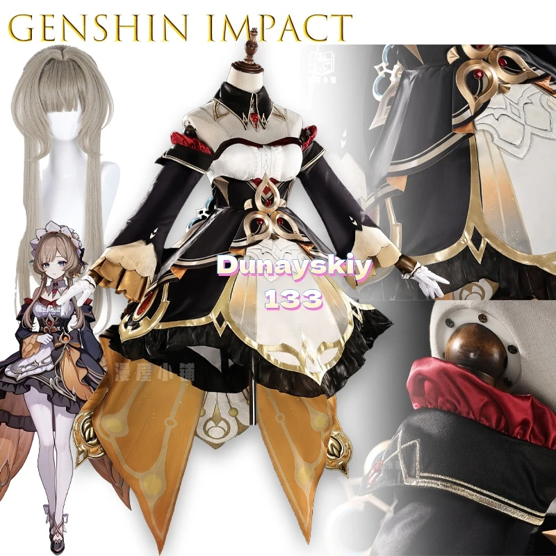 

Genshin Impact Fatui Harbinger Sandrone Косплей Костюм Марионетка Горничная Хэллоуин Плюс Размер Вечеринка Cos Game