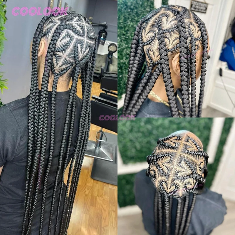 

36-дюймовый парик с косой в форме сердца, синтетические полные кружевные плетеные парики для женщин, без узлов, косички, кружевные передние плетеные парики